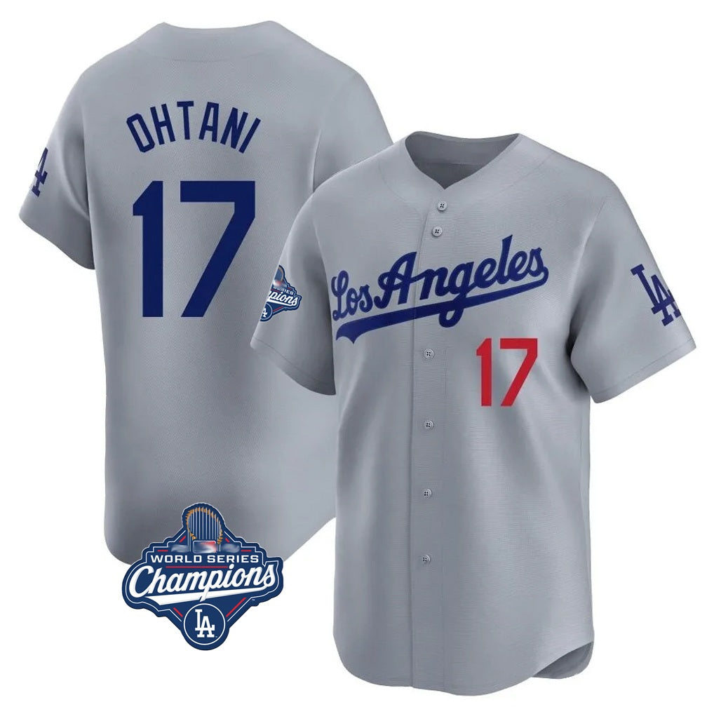 Los Angeles Dodgers #17 Shohei Ohtani Player Gray Tomch World Series Meet Limited Home Stitched Jerseys