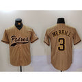 San Diego Padres #3 Jackson Merrill Tan Tomch 2023 Cool Base Stitched Jersey 2