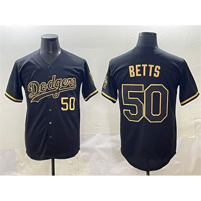 Los Angeles Dodgers #50 Mookie Betts Black Gold Thaam Limited Stitched Jersey