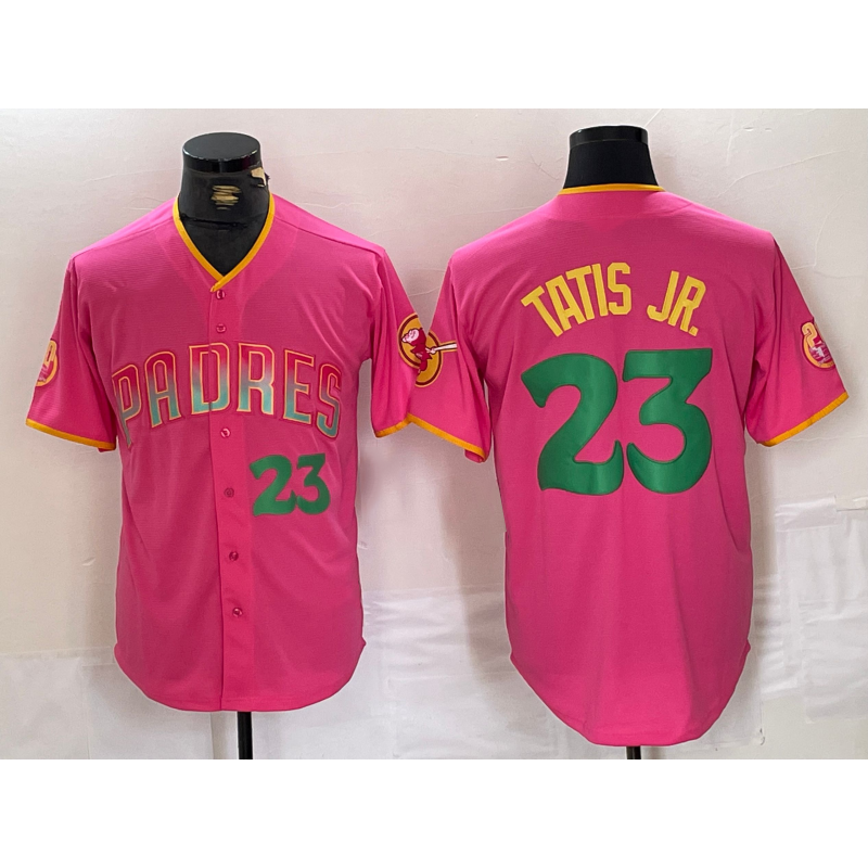 San Diego Padres #23 Fernando Tatis Jr. Pink Tomch Cool Base Stitched Jerseys