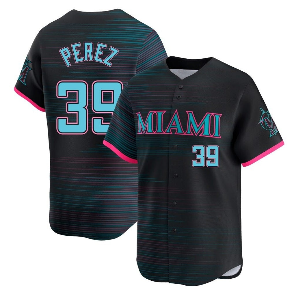 Miami Marlins #39 Eury Perez Player Black Tomch City Connect Home Limited Stitched Jerseys