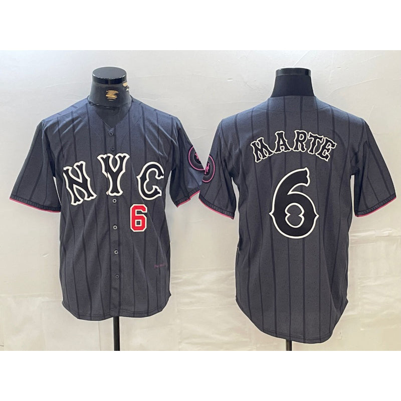 New York Mets #6 Starling Marte Gray Tomch 2024 City Connect Cool Base Stitched Jerseys