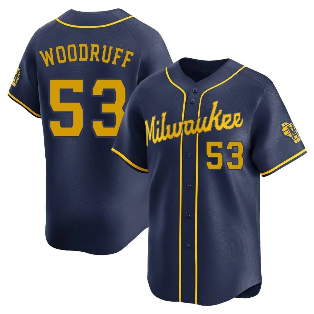 Milwaukee Brewers #53 Brandon Woodruff Player Navy Tomch Home Limited Stitched Jerseys