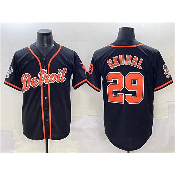 Detroit Tigers #29 Tarik Skubal Black Thaam With Patch Cool Base Stitched Jersey