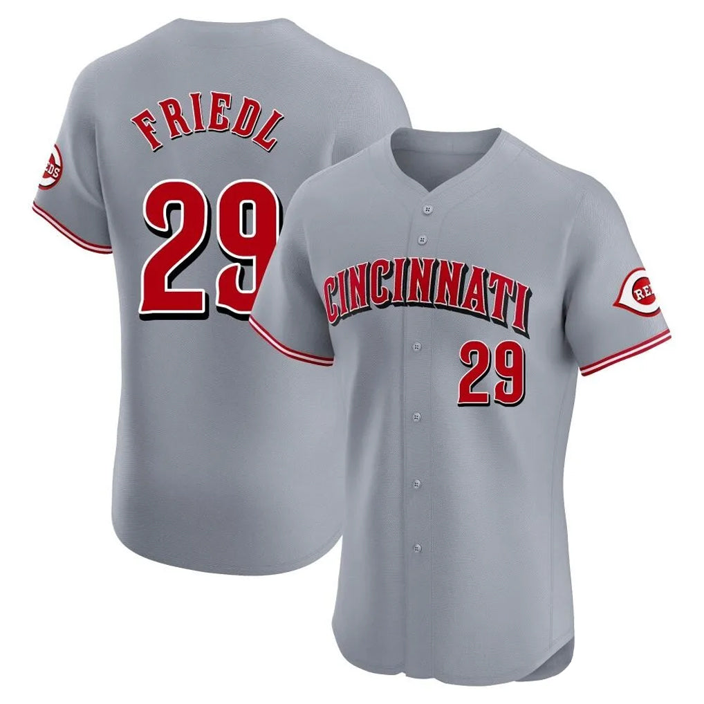 Cincinnati Reds #29 TJ Friedl Player Gray Tomch Limited Elite Home Stitched Jerseys