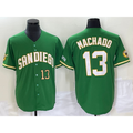 San Diego Padres #13 Manny Machado Number Green Tomch Cool Base Stitched Jersey