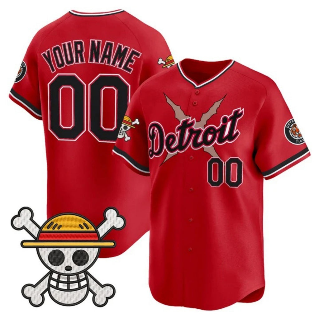 Custom Detroit Tigers x One Piece Red Tomch Vapor Premier Limited Jersey - Stitched