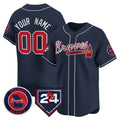 Custom Atlanta Braves Navy Tomch 2024 Spring Training Patch Limited Stitched Jersey