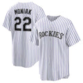 Colorado Rockies #22 Mickey Moniak White Tomch Home Replica Jersey