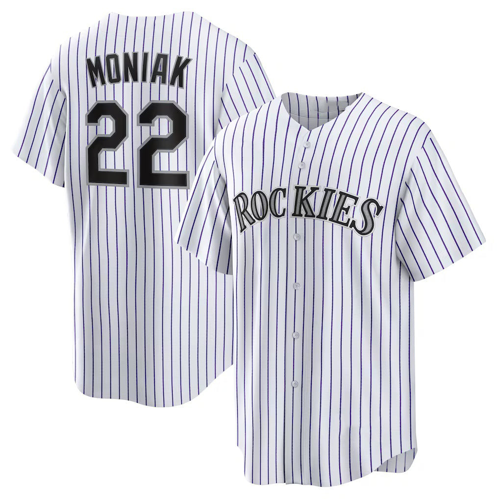 Colorado Rockies #22 Mickey Moniak White Tomch Home Replica Jersey