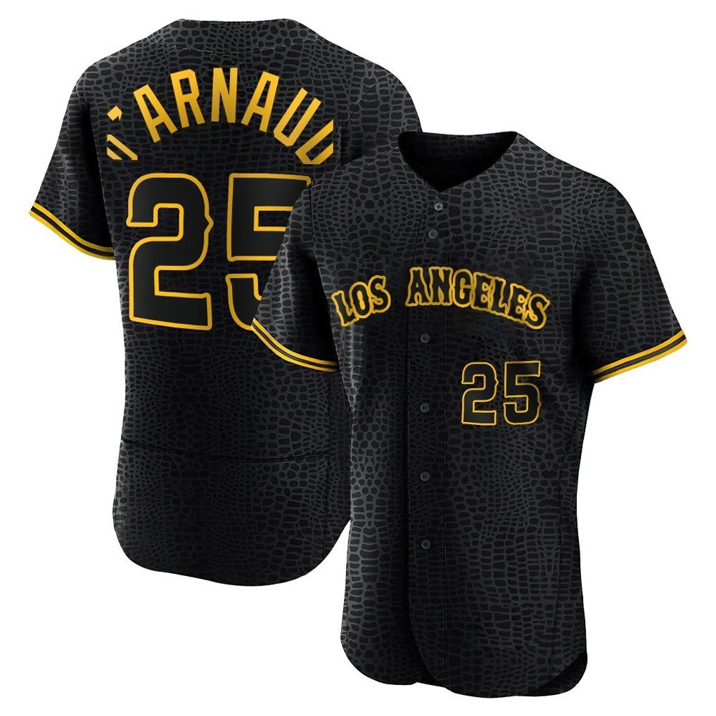 Los Angeles Angels #25 Travis d'Arnaud Player Black Tomch Snake Skin City Limited Elite Home Stitched Jerseys