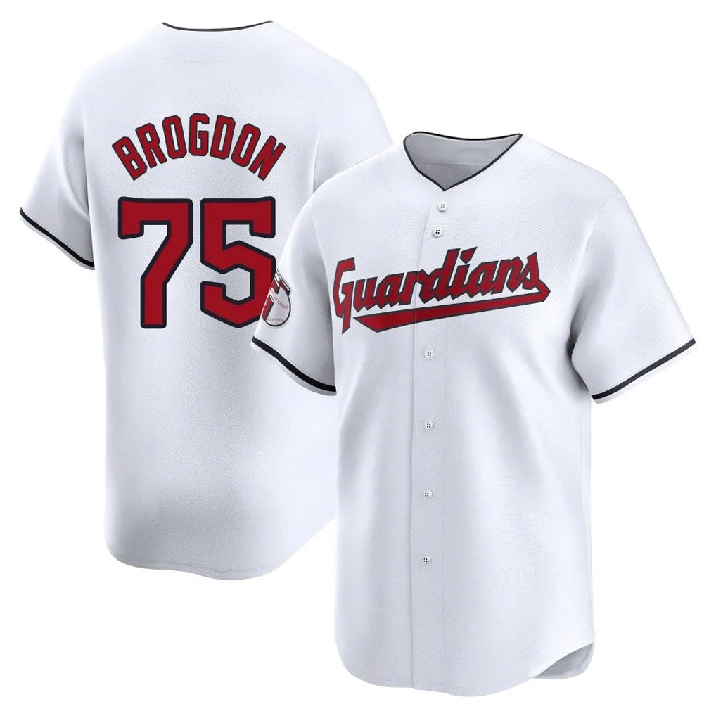 Cleveland Guardians #75 Connor Brogdon Player White Tomch Limited Home Stitched Jerseys