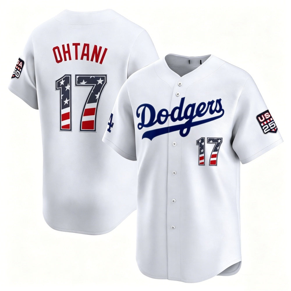 Los Angeles Dodgers #17 Shohei Ohtani White Tomch USA 250 Fourth of July Limited Stitched Jersey