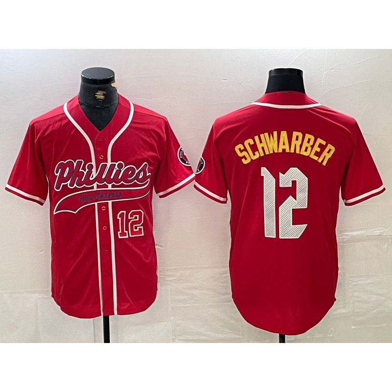 Philadelphia Phillies #12 Kyle Schwarber Red Tomch 2024 City Connect Limited Stitched Jerseys