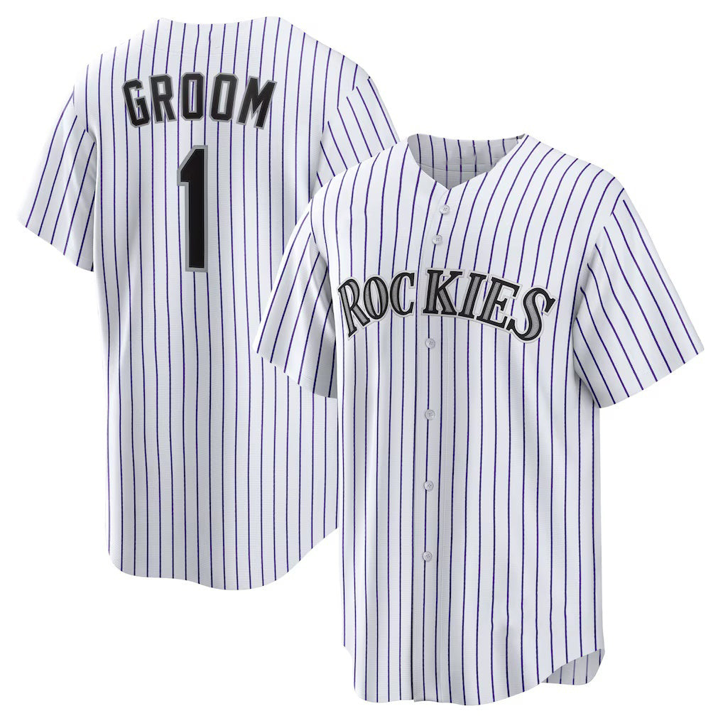 Colorado Rockies #1 Groom White Tomch Home Replica Jersey