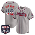 Custom Atlanta Braves Gray Tomch USA 250 Fourth of July Vapor Premier Limited Jersey ¨C All Stitched