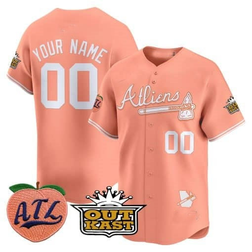 Custom Atlanta Braves Atliens & Peach Vapor Premier Limited Jersey ¨C All Stitched-Peach Tomch