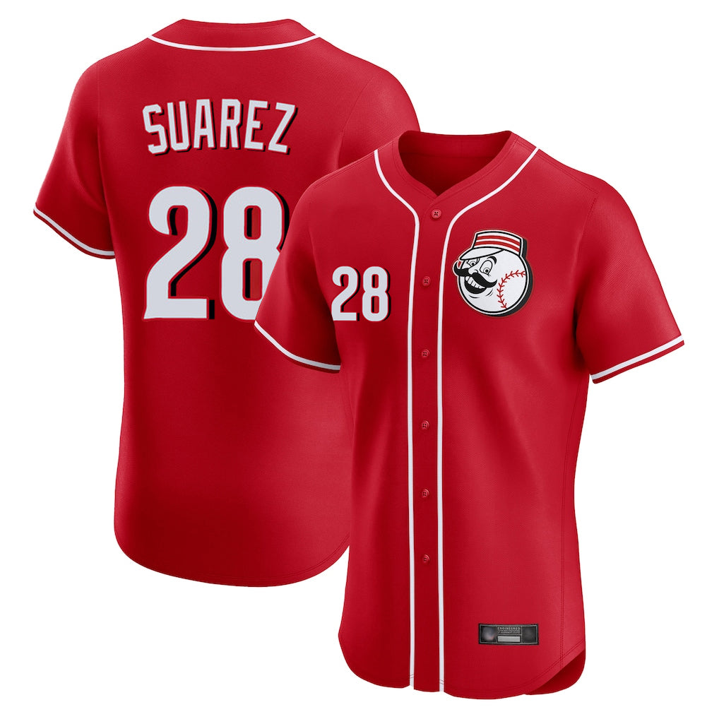 Cincinnati Reds #28 Eugenio Su¨¢rez Player Red Tomch Limited Elite Home Game Stitched Jerseys