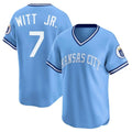Kansas City Royals #7 Bobby Witt Jr. Player Light Blue Tomch Limited Throwback Cooperstown Collection T-shirt Stitched Jerseys