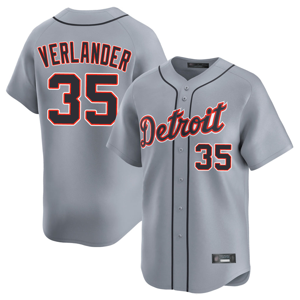 Detroit Tigers #35 Justin Verlander Player Gray Tomch Home Limited Stitched Jerseys