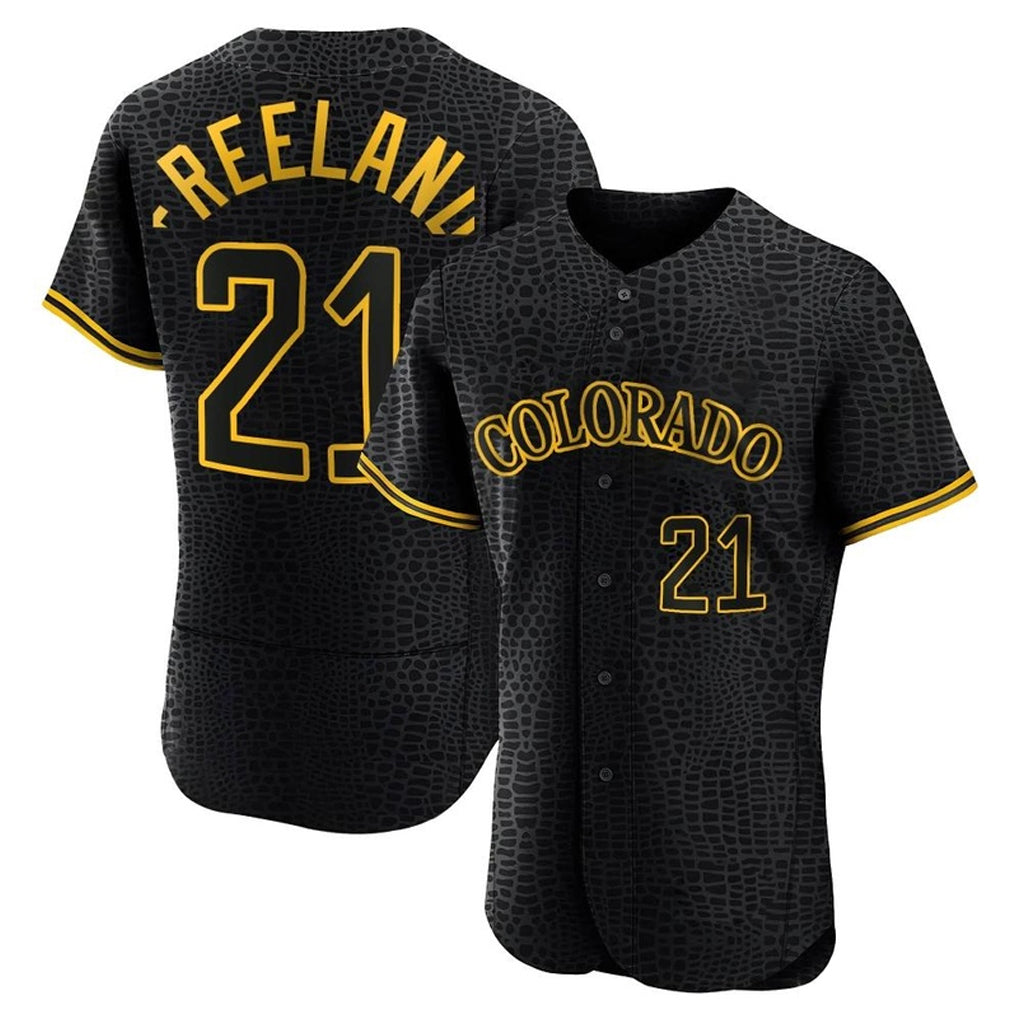 Colorado Rockies #21 Kyle Freeland Player Black Tomch Snake Skin City Limited Elite Home Stitched Jerseys