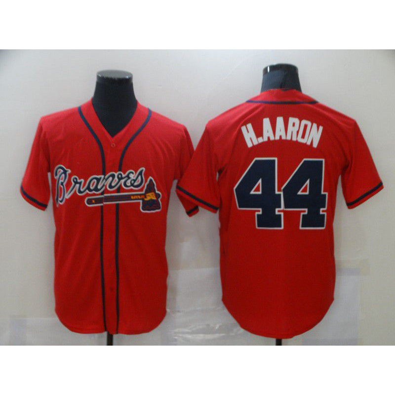 Atlanta Braves #44 Hank Aaron Red Tomch Game Jerseys