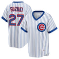 Chicago Cubs #27 Seiya Suzuki Player White Tomch T-shirt Cooperstown Collection Limited Stitched Jerseys
