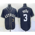 Houston Astros #3 Jeremy Pena Number Black Thaam Cool Base Stitched Jersey