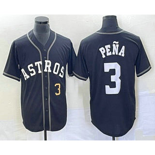 Houston Astros #3 Jeremy Pena Number Black Thaam Cool Base Stitched Jersey