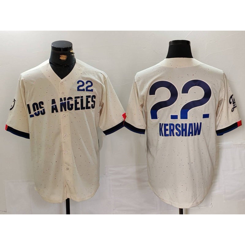 Los Angeles Dodgers #22 Clayton Kershaw Cream Thaam 2024 City Connect Limited Jersey