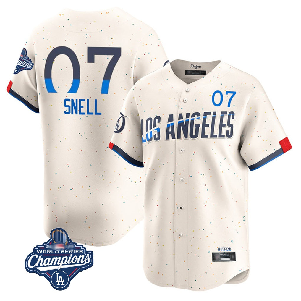 Los Angeles Dodgers #7 Blake Snell Player Cream Tomch City Connect Limited World Series Meet Home Stitched Jerseys