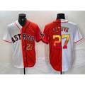 Houston Astros #27 Jose Altuve Number White Orange Thaam Split Stitched Jersey