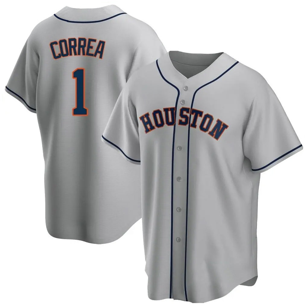 Houston Astros #1 Carlos Correa Player Gray Tomch Home Game Stitched Jerseys