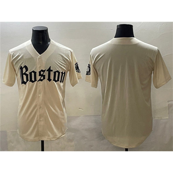 Boston Red Sox Blank Cream Tomch Gothic Vapor Limited Stitched Jersey