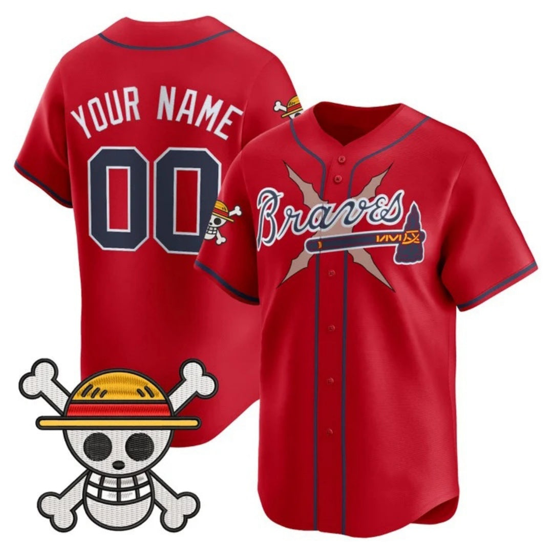 Custom Atlanta Braves x One Piece Red Tomch Vapor Premier Limited Jersey - Stitched