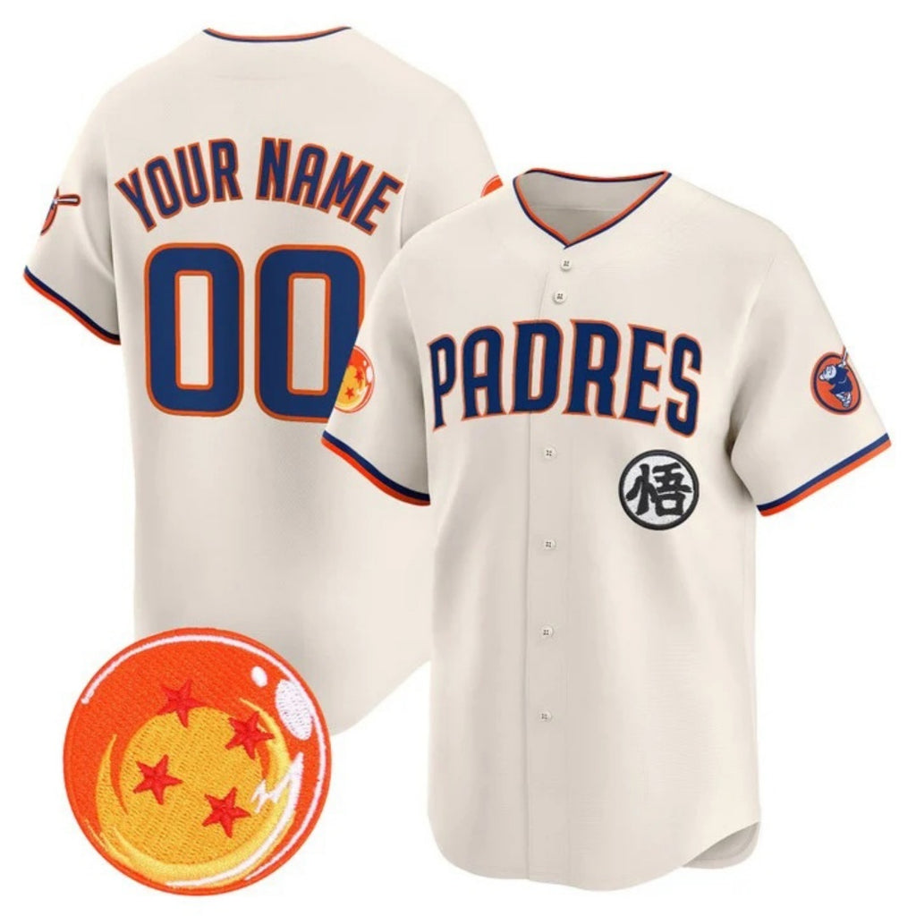 Custom San Diego Padres x Dragon Ball Cream Tomch Vapor Premier Limited Jersey - All Stitched