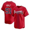 Atlanta Braves #51 Chris Sale Player Red Tomch Limited Home Game Stitched Jerseys