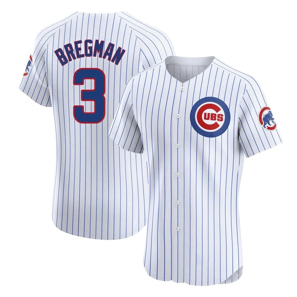 Chicago Cubs #3 Alex Bregman Player White Tomch Limited Elite Home Game Stitched Jerseys
