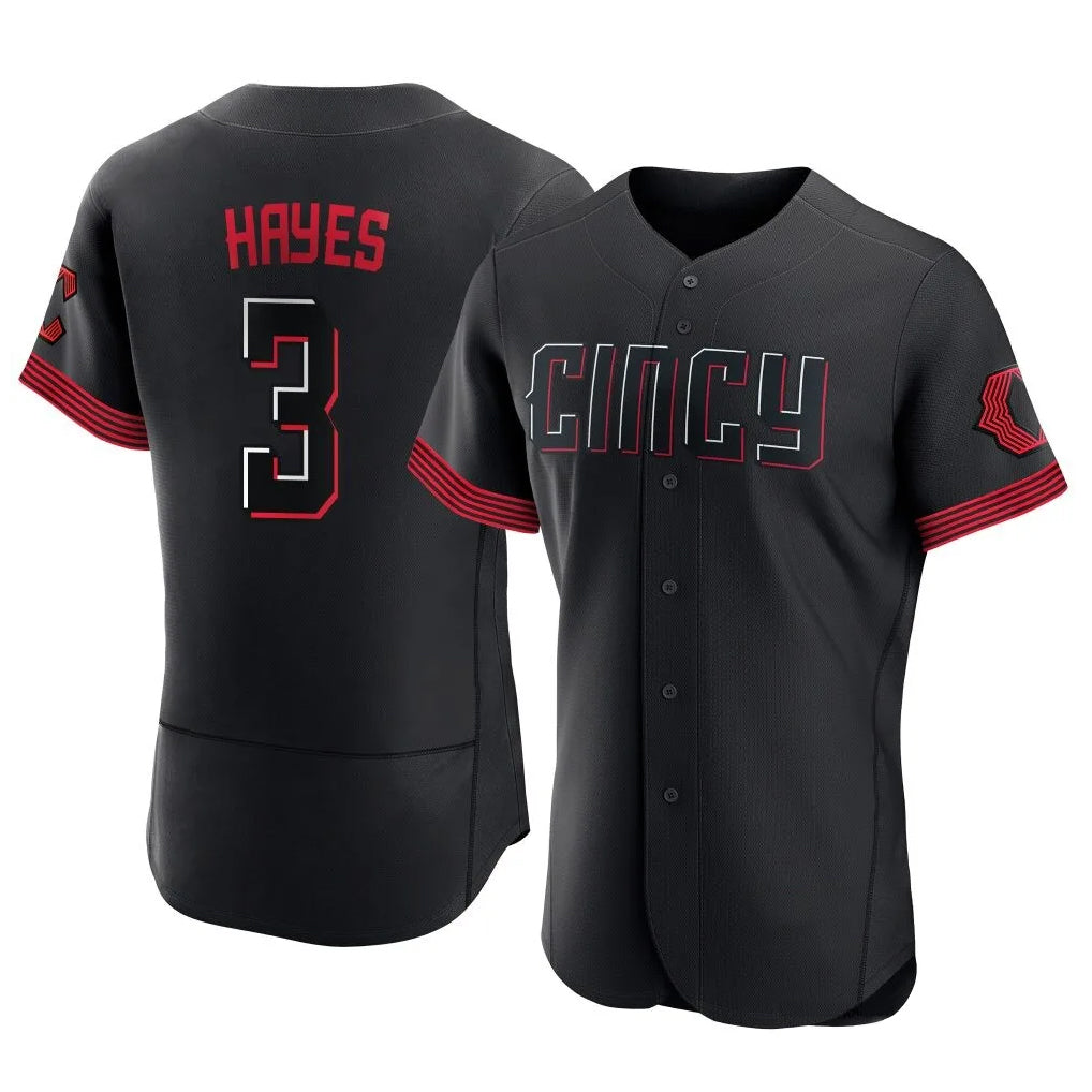 Cincinnati Reds #3 Ke'Bryan Hayes Player Black Tomch City Connect Limited Elite Home Stitched Jerseys