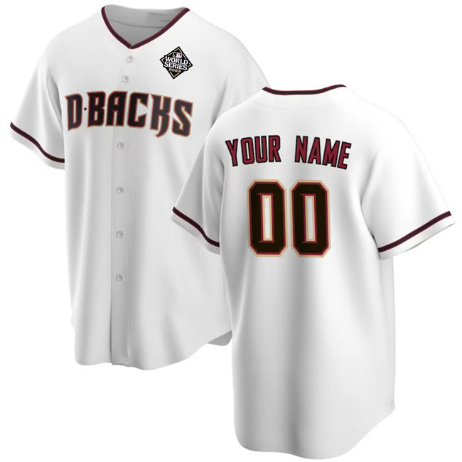 Custom Arizona Diamondbacks Active Player White Tomch 2023 World Series Home Cool Base Stitched Jersey