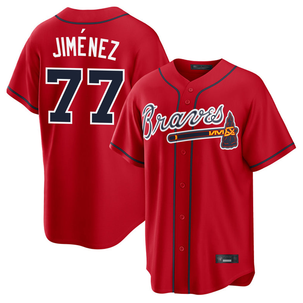 Atlanta Braves #77 Joe Jimenez Player Red Tomch Home Game Stitched Jerseys