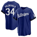 Los Angeles Dodgers #34 Fernando Valenzuela Player Royal Tomch City Connect Home Game Stitched Jerseys