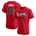 Atlanta Braves #10 Chipper Jones Player Red Tomch Limited Elite Home Game Stitched Jerseys