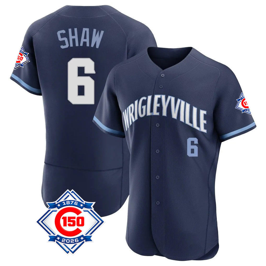 Chicago Cubs #6 Matt Shaw Player Navy Tomch City Connect 150th Anniversary Limited Elite Home Stitched Jerseys