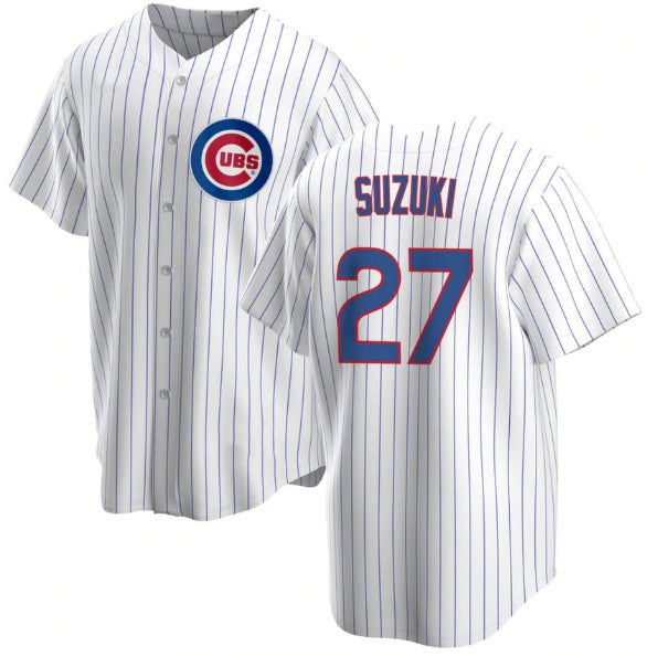 Chicago Cubs #27 Seiya Suzuki White Thaam Cool Base Stitched Jersey