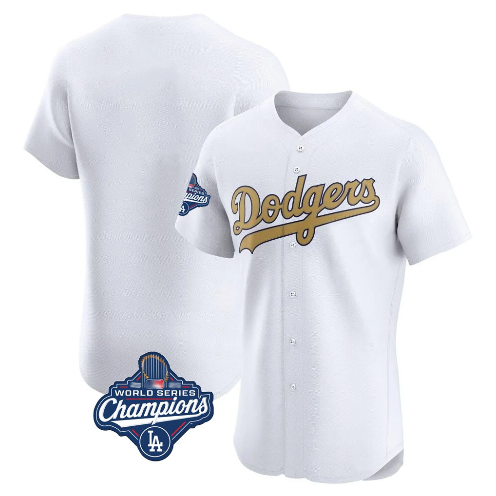 Los Angeles Dodgers Blank Player White Gold Tomch Limited Elite Home World Series Meet Stitched Jerseys