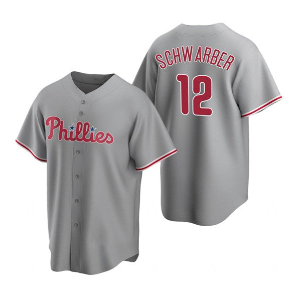 Philadelphia Phillies #12 Kyle Schwarber Gray Tomch Cool Base Stitched Jersey