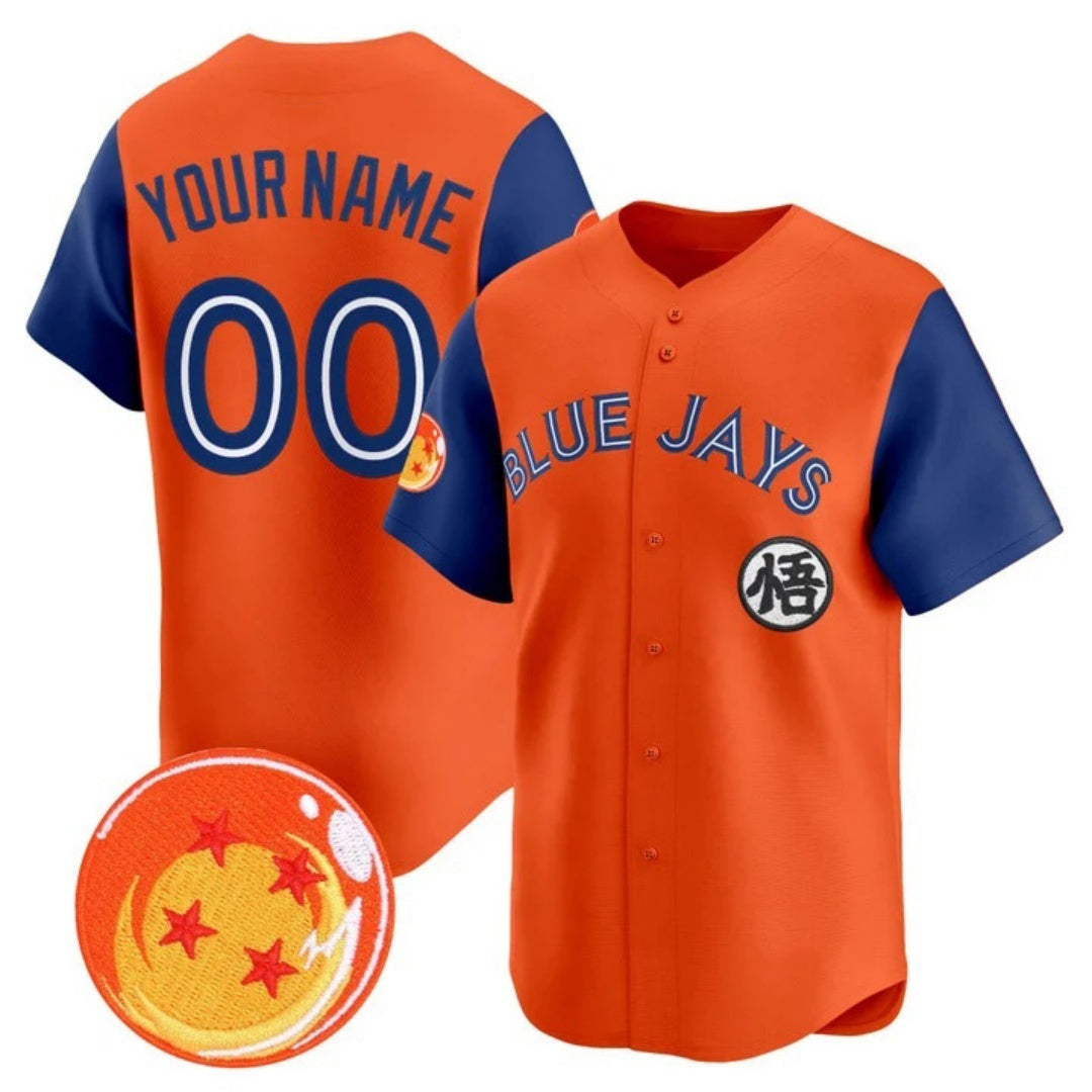 Custom Toronto Blue Jays x Dragon Ball Royal Orange Tomch Vapor Premier Limited Jersey - All Stitched