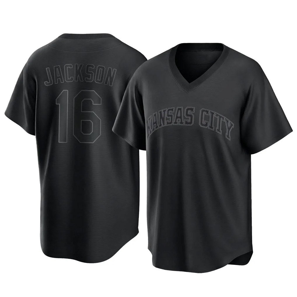 Kansas City Royals #16 Bo Jackson Player Black Tomch Fashion Game Stitched Jerseys