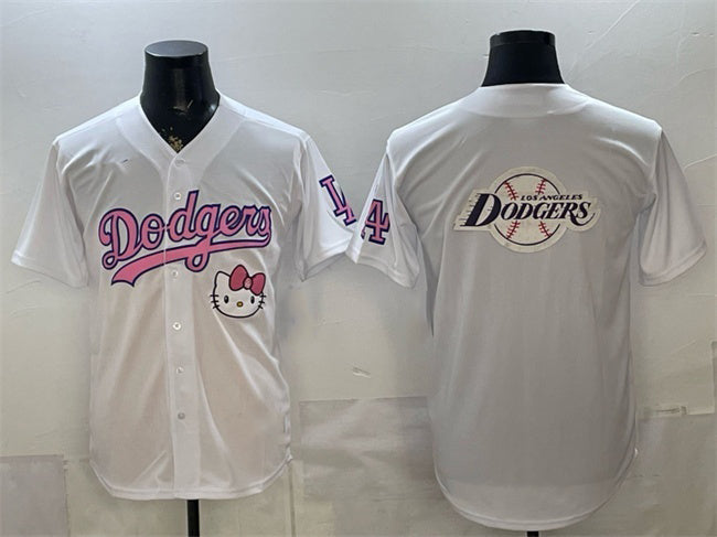 Los Angeles Dodgers Team Big Logo White Tomch Hello Kitty Night Stitched Jersey